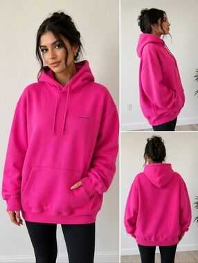 Balenciaga Pink Logo Hoodie Sweatshirt Pullover